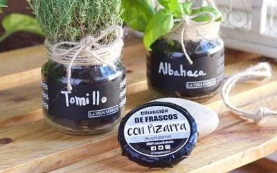 Maceta colgante con pizarra