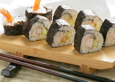 Maki de langostino, pepino y mermelada de ciruela Diet