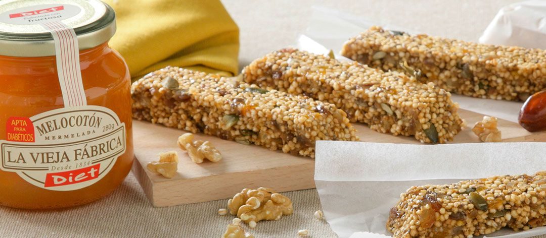 Barritas energéticas con cereales y mermelada de melocotón Diet