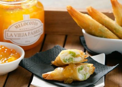 Pañuelitos fritos de pescado y La mermelada de melocotón